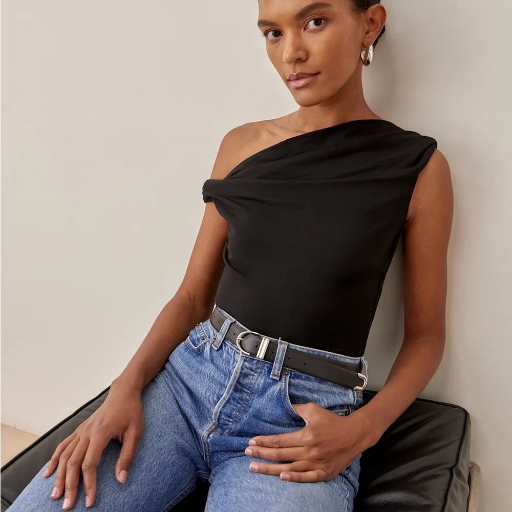 Reformation Black Asymmetrical Blouse